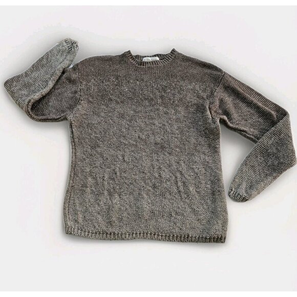 Banana Republic Linen Sweater Men M Brown Ombre LS Crewneck Sustainable Neutral - Picture 9 of 14